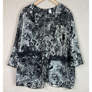 Vintage Studio 1940 Womens Tie Front Kimono Topper Size 3X Dark Fairy Whimsigoth